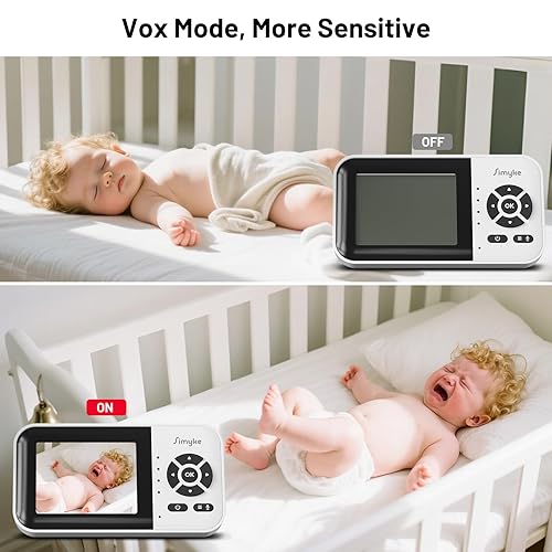 Miniatura 5 de Monitor de bebé con video inteligente de 3 Camear, pantalla de 2.8 pulgadas y cámara de 1080p, modos WiFiSin WiFi, detección de llantos,