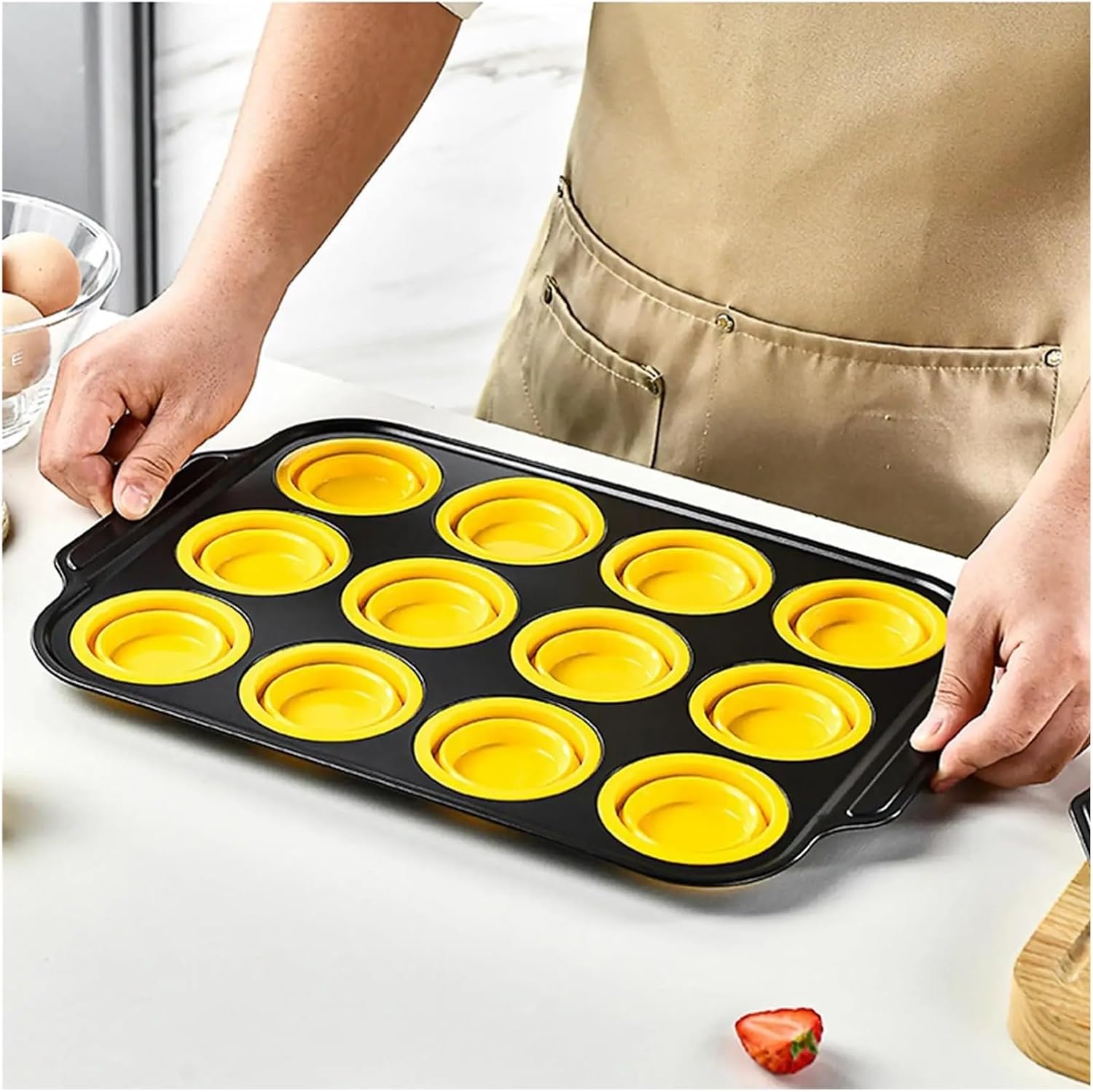Nonstick Muffin Tray Easy Release Baking Mold Dishwasher Safe for Kitchen Oven Microwave Freezer