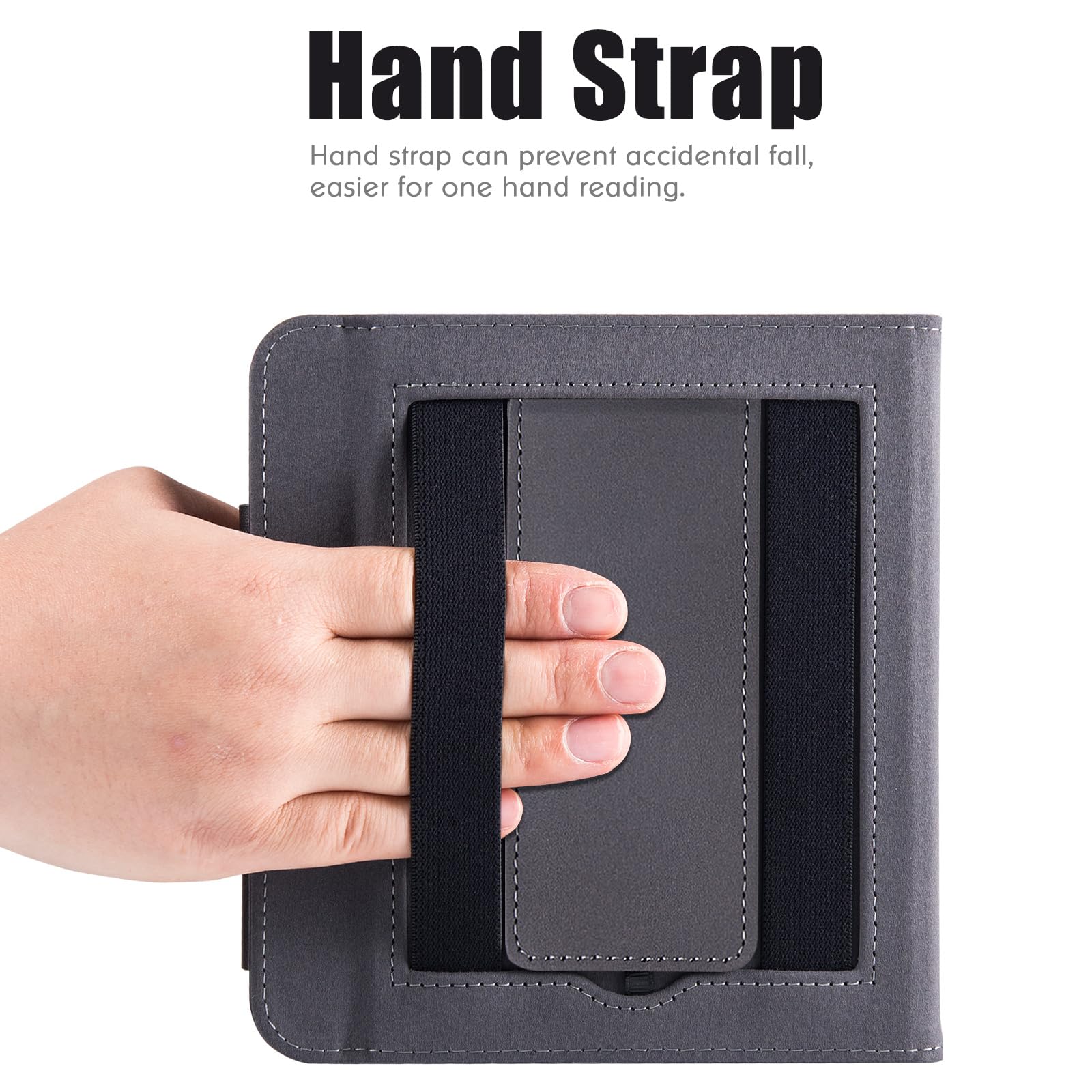 Funda para Kobo Libra Colour 2024 | Soporte plegable integrado y correa de mano | con soporte de encendido automático y bolígrafo | Funda de piel sintética para Kobo Libra 2 / H2O