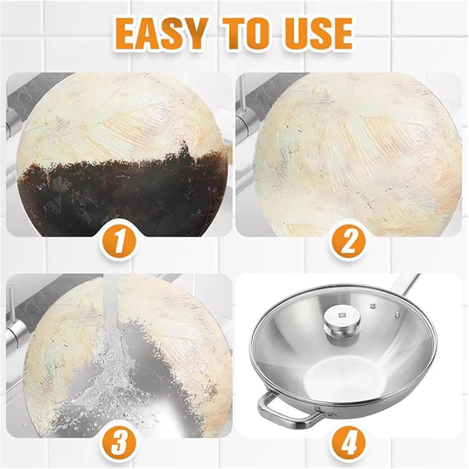 Powerful Burnt Residue Remover Paste for Cookware, 2026 New Upgrade Black Cleaning Film for Pot Bottom, Stainless Steel Cookware Cleaner, Deep Cleaning for Pots/Dishes Without Scratching (3)