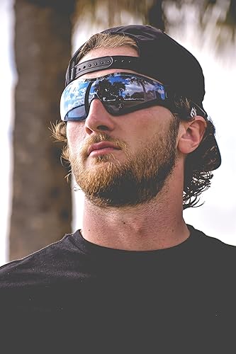 Miniatura 6 de Birdz Gafas Boogie de espuma negra acolchada para motocicleta, esquí, paracaidismo, 2 pares con espejo azul y lentes antiniebla amarillas