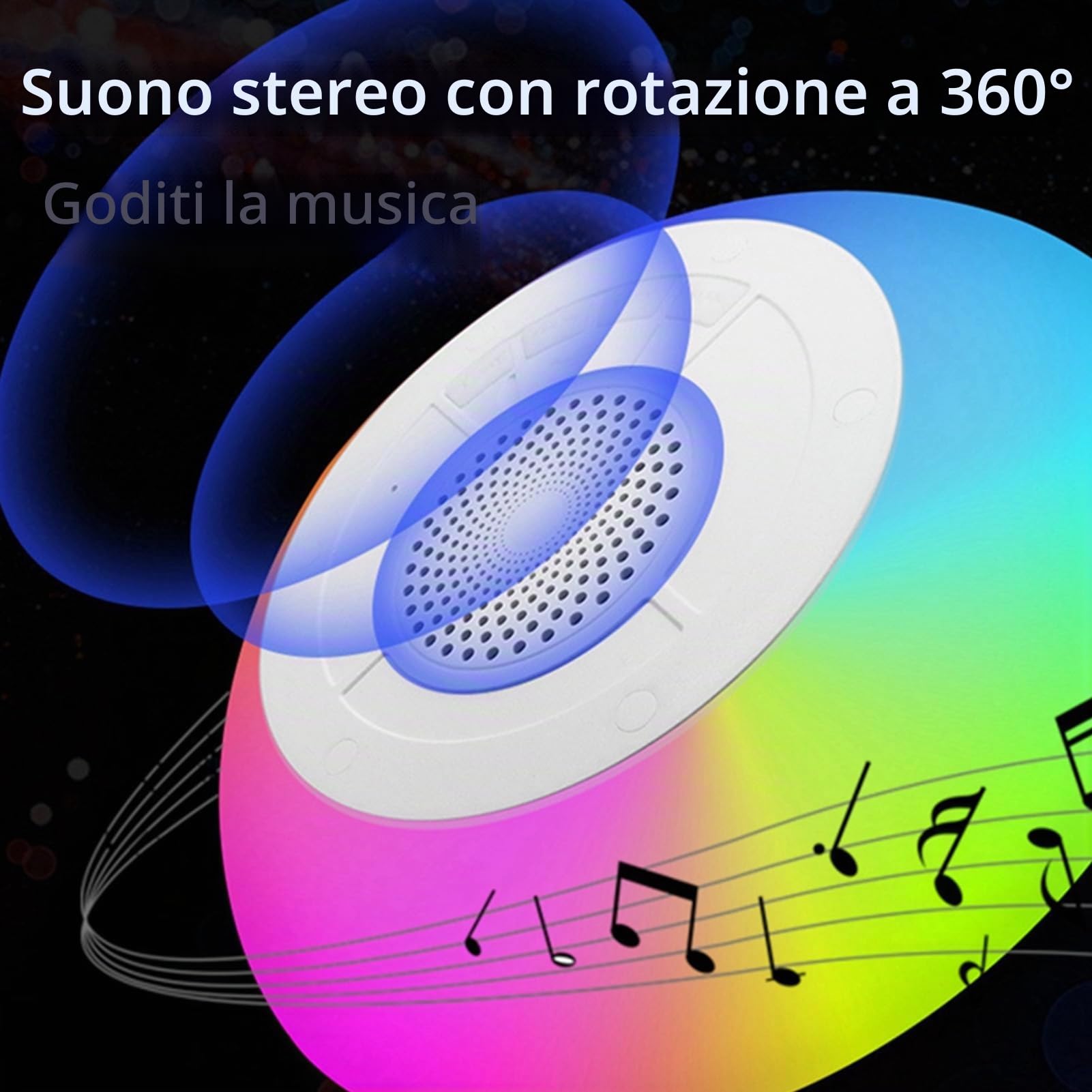 Altoparlante per Piscina con Luci, Altoparlante Portatile BT Altoparlante per Vasca Idromassaggio Impermeabile IPX7, Microfono Integrato Vivavoce Stereo Altoparlante Galleggiante