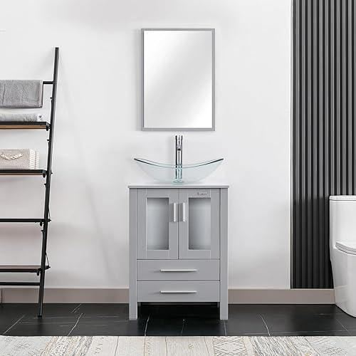 Miniatura 173 de eclife - Lavabo de baño de 24.0 pulgadas con encimera, gabineta de estilo contemporáneo Turquesa Cuadro