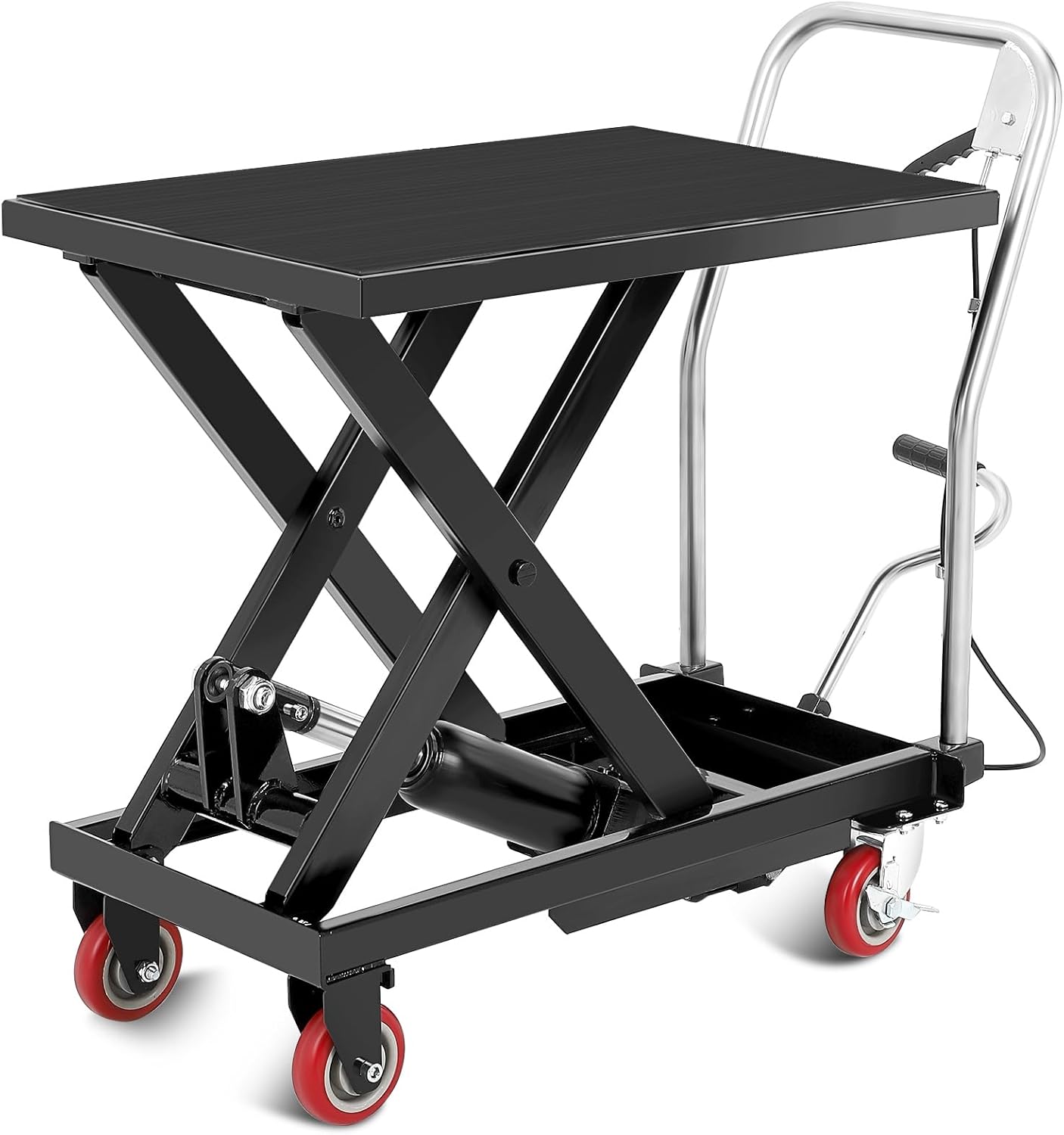 Hydraulic Lift Table Cart, 330lbs Capacity 28.5" Lifting Height Hydraulic Table Cart, Single Scissor Lift with Non-Slip Pad for Material Handling and Transportation, Black 330lbs-single