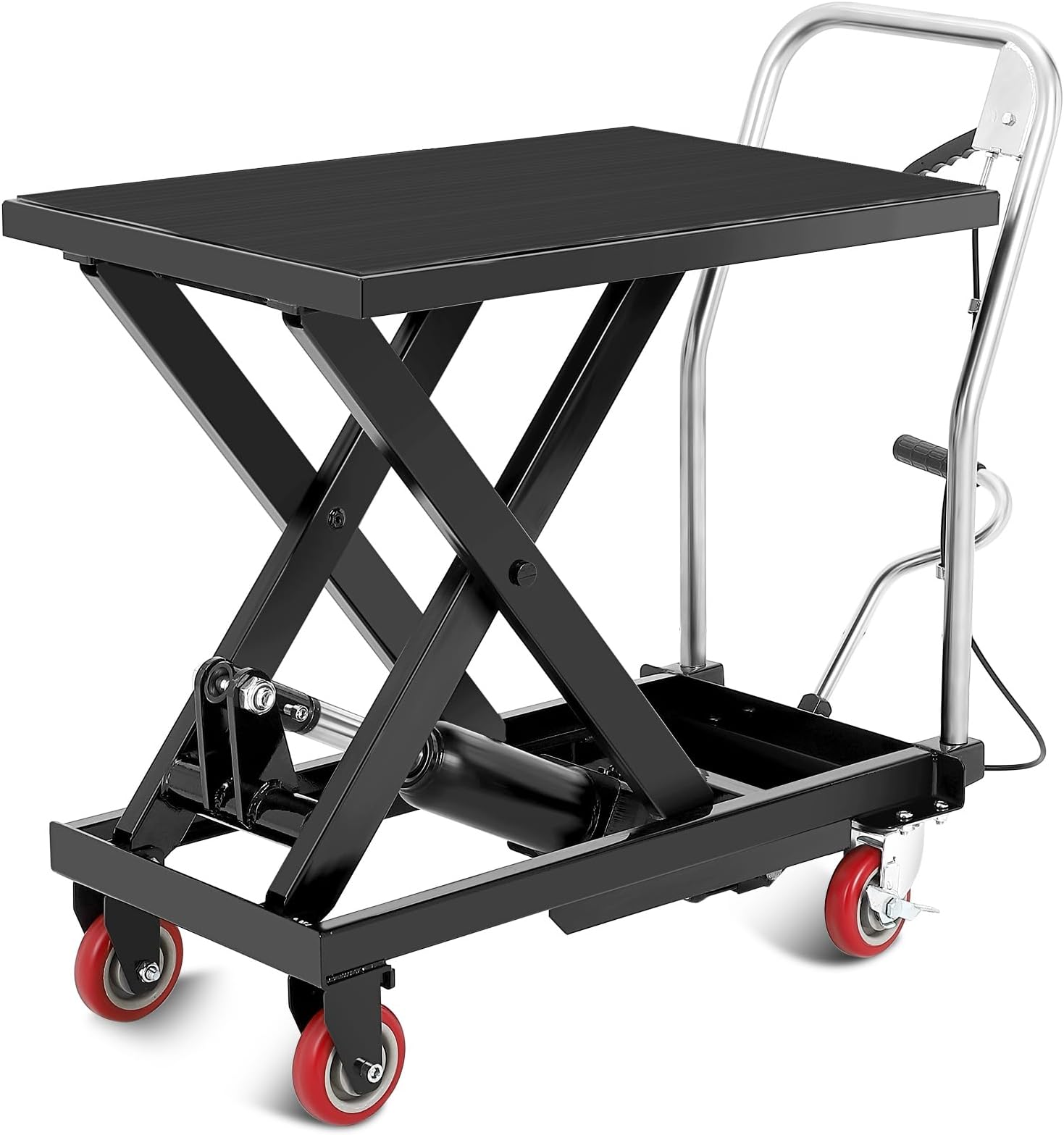 Hydraulic Lift Table Cart, 500lbs Capacity 28.5" Lifting Height Hydraulic Table Cart, Single Scissor Lift with Non-Slip Pad for Material Handling and Transportation, Black