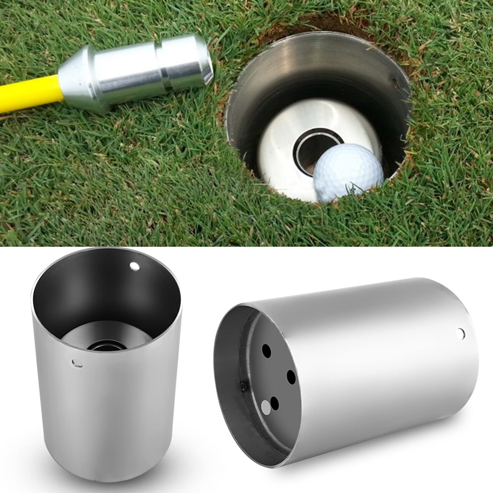 Golf Hole Cup, 5.9x4.3x1.1in Stainless Steel Golf Putting Green Hole Backyard Golf Practice Club Cup Golf Training Aids