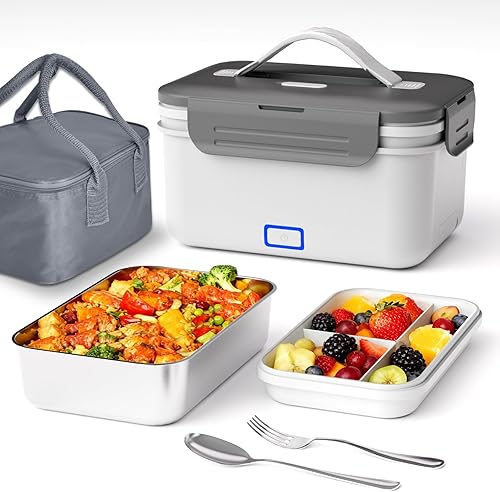 Fiambrera eléctrica inalámbrica, 1.8L, calentador de alimentos portátil recargable 4 en 1, ultra rápido, con bolsa de almacenamiento, adecuada para