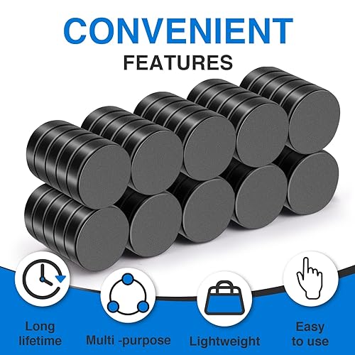 Miniatura 7 de TRYMAG Imanes pequeños para refrigerador de tierras raras, 50 imanes de disco de neodimio fuertes de 0.394 x 0.118 in para nevera, pizarra blanca,