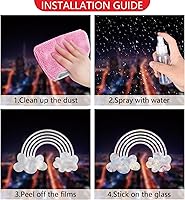 Vista 5 de PLIGREAT 56 calcomanías de ventana de hojas de arco iris, calcomanías estáticas de verano para ventana, a prueba de golpes, calcomanías de alerta