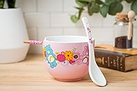 Vista 201 de Silver Buffalo The Powerpuff Girls Girl Power Featuring Blossom, Bubbles, and Buttercup Ceramic Ramen Noodle Rice Bowl with Chopsticks, Microwave