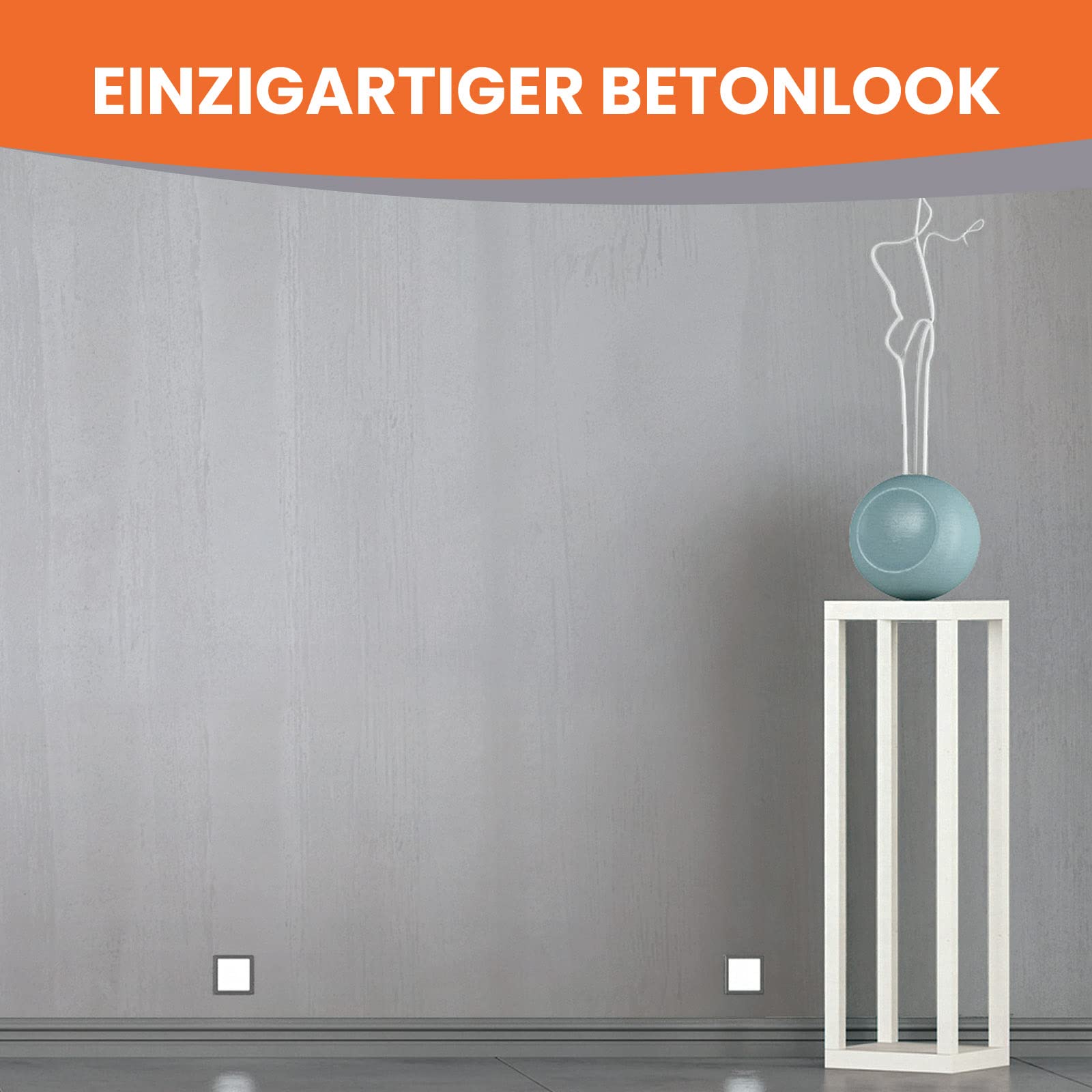 BEKATEQ Imitacja betonu w kolorze szarym betonowym 6 kg, wygląd betonu do 15 m², masa szpachlowa do betonu, betonu, bezspoinowa aranżacja ścian w łazience, toalecie, salonie, biurze, pomieszczeniach handlowych i wystawowych S1002