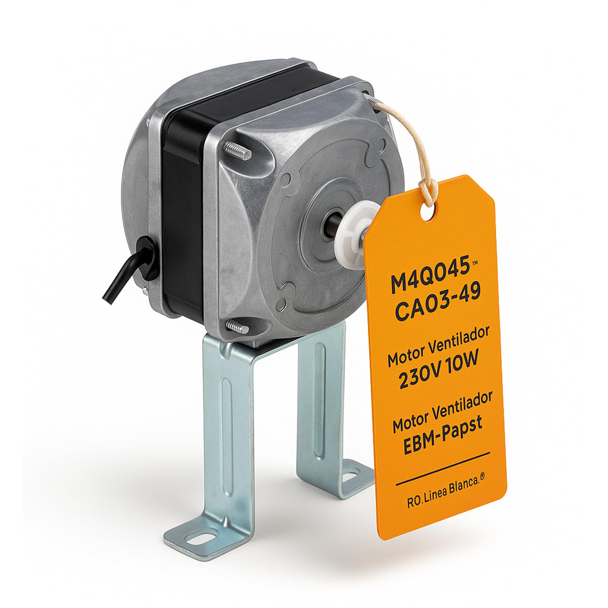 RO Linea Blanca ® Motor Ventilador Refrigeración M4Q045-CA03-49 230V 10W 1300/1550 rpm 50/60Hz Longitud 43,5 mm 4 Pines Soporte Universal Eje 8 mm Compatible con EBM-PAPST Serie Q para Botelleros