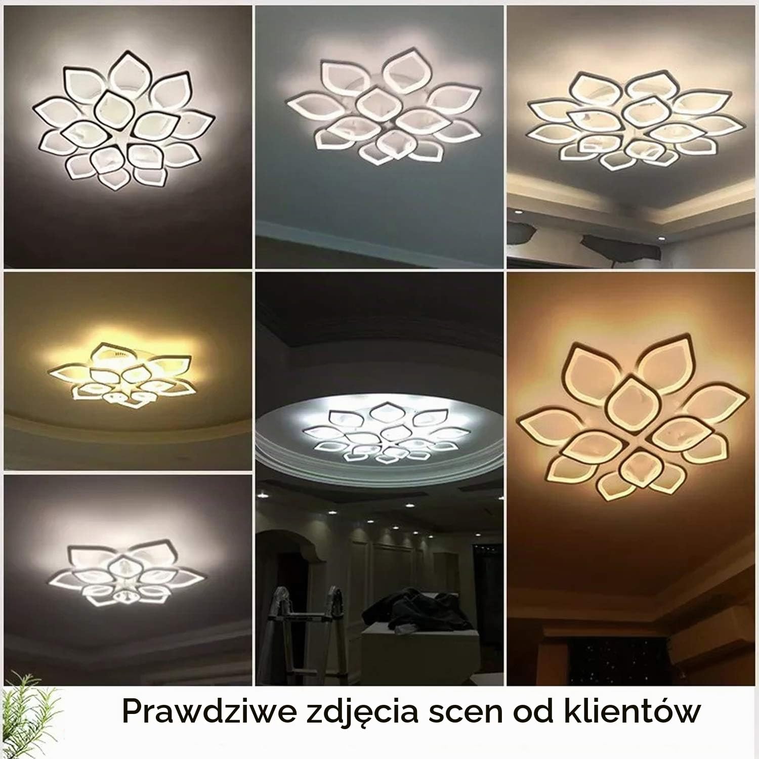 Lampa sufitowa LED, ściemniana, nowoczesna lampa do salonu, z pilotem zdalnego sterowania, 3000 K - 6000 K, w kreatywnym wzornictwie kwiatowym, żyrandol, lampa do sypialni, jadalni, biura, 8+4 głowice 110 cm 110W
