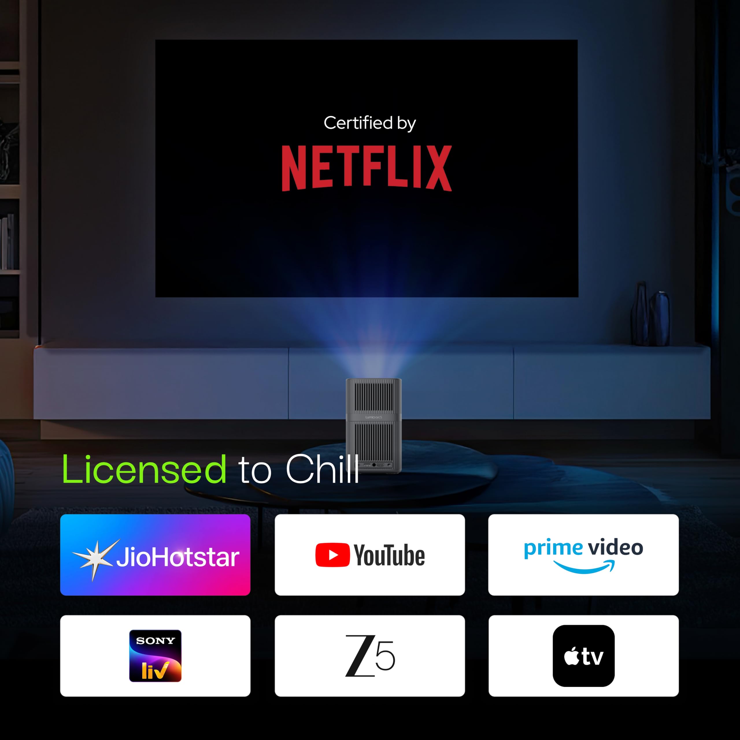 Lumio Arc 5 Portable Home Projector | Official TV with Netflix | Native 1080p Full HD | 4K Support | 200 ANSI Lumens | Auto Keystone | Dolby Audio | Sealed Light Engine | Bluetooth Speaker — Amazon image 4