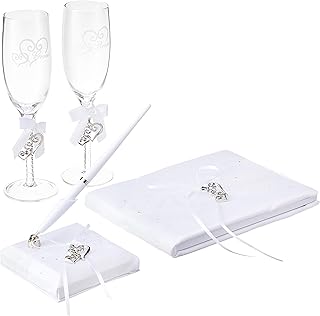 Darice VL0026, Heart Charm Rhinestone Guest Book Pen Glass Set