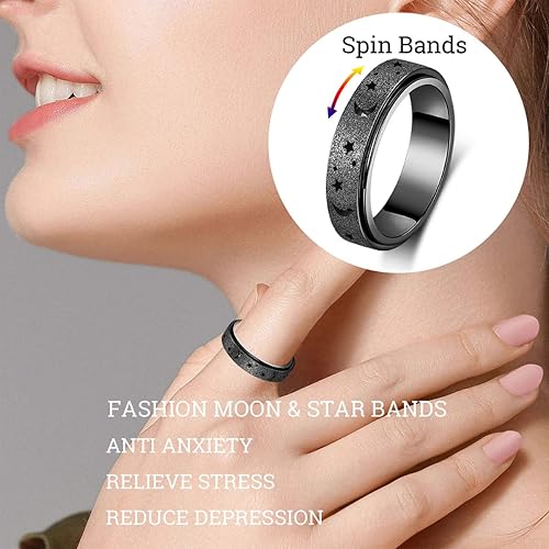Miniatura 3 de MHWTTY Anillo giratorio para la ansiedad para mujeres artículos de alivio de la ansiedad, anillos para la ansiedad, juguetes para la ansiedad,