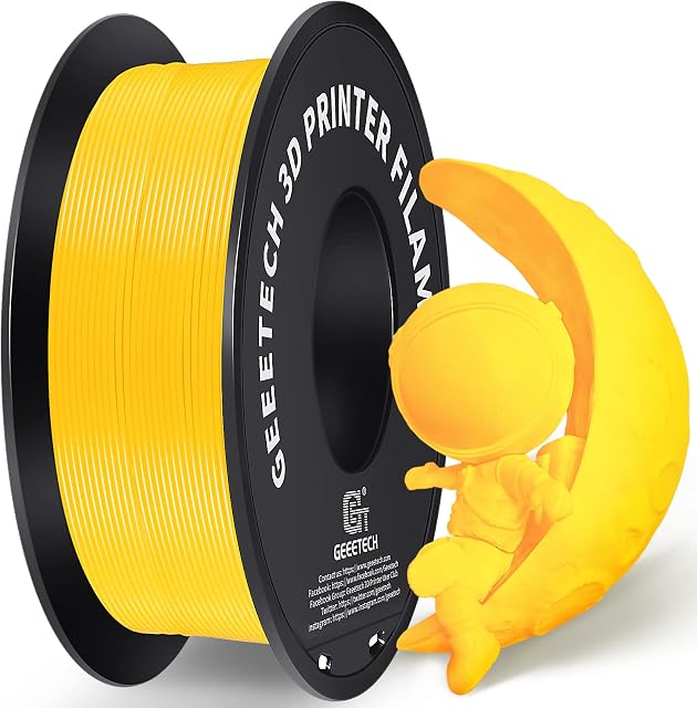 PLA Filament 1.75mm, GEEETECH New 3D Printing Filament PLA for 3D Printer and 3D Pen, 1kg 1 Spool (Yellow)
