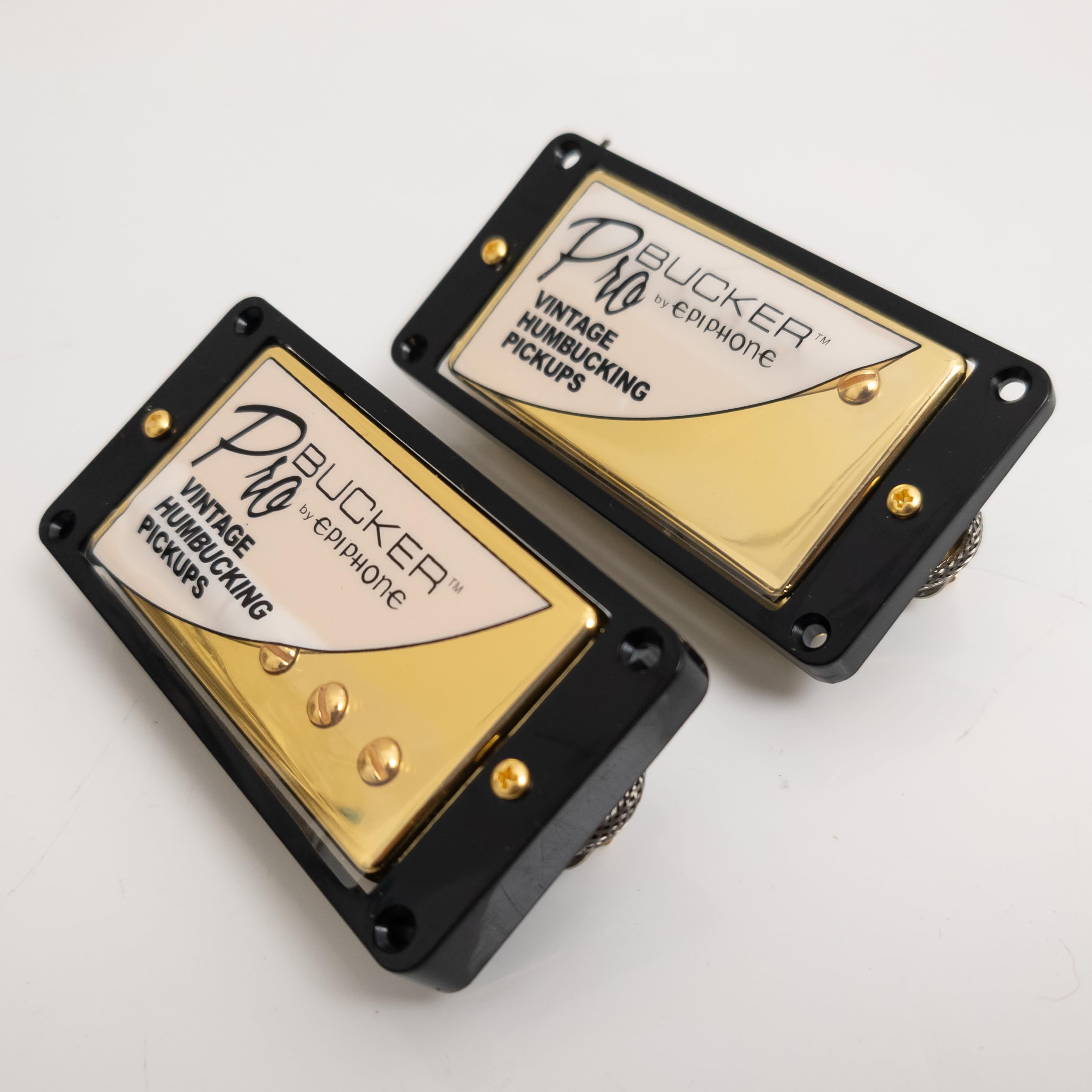 ProBucker Alnico 2 Humbucker zestaw przetworników do przetworników Gibson Les Paul, przetworniki na szyję i mostek, 2-przewodowe wiązki przewodów 2V2T, szyjka (7,5 K, 50 mm) + mostek (8,4 K, 52 mm