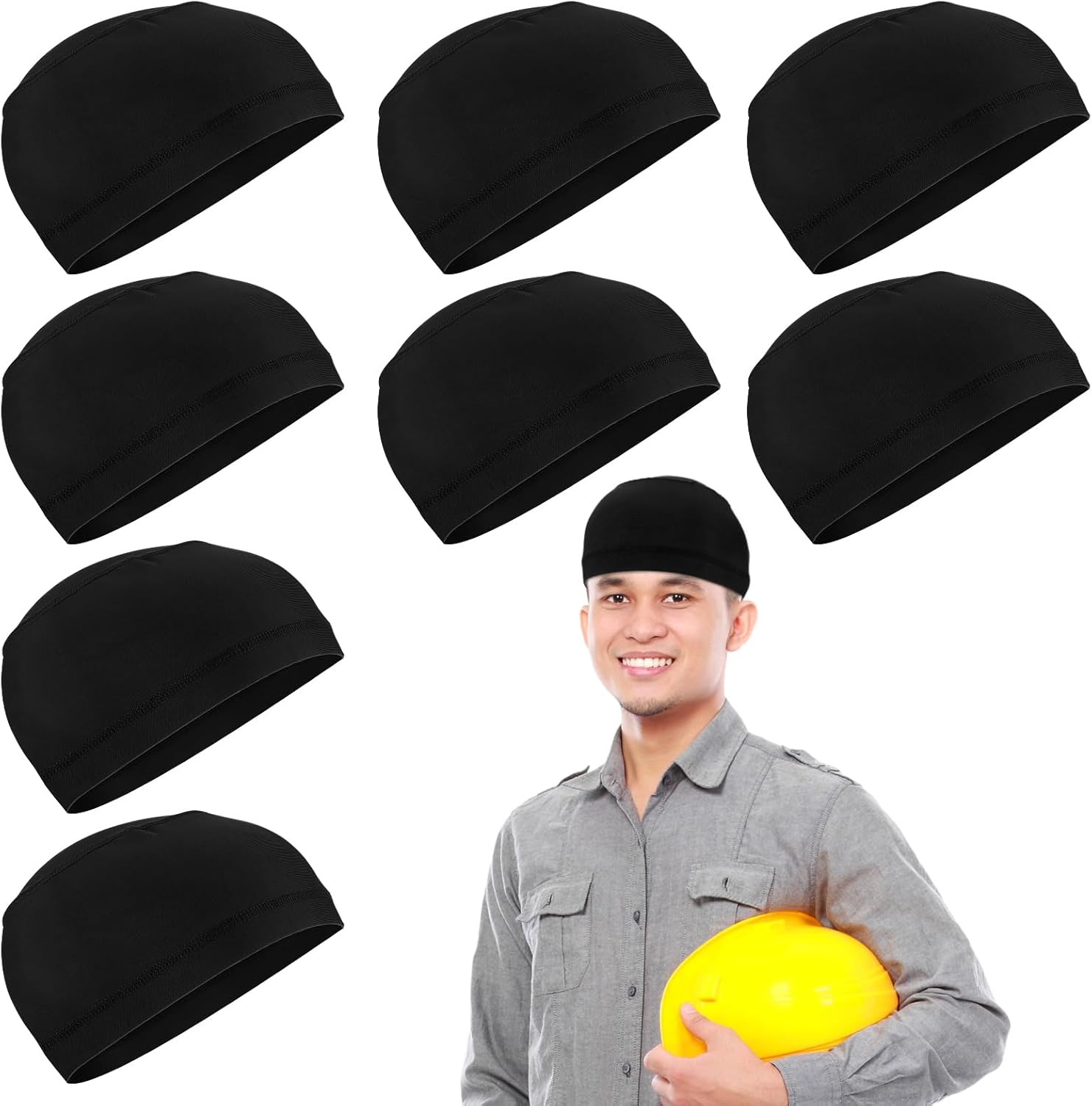 Geyoga 8 Pcs Hard Hat Welding Cap Liner Cooling Helmet Liner Skull Cap Hard Hat Accessories for Men Welder Sweat Wicking