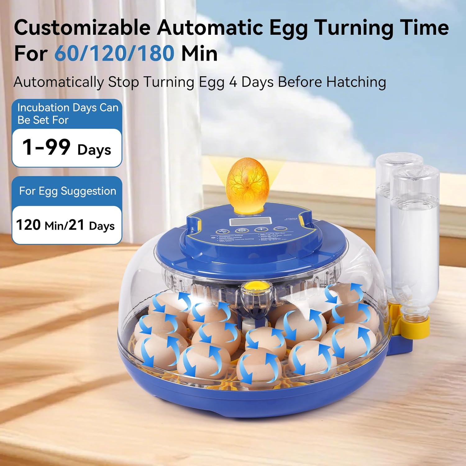 18 Egg Incubators for Hatching Eggs, Chicken Egg Incubator with Automatic Egg Turning and Temperature Humidity Control, 360° Clear View Lid or Home, Farm, Classroom, Hatching Chicken, Duck,Quail,Goose