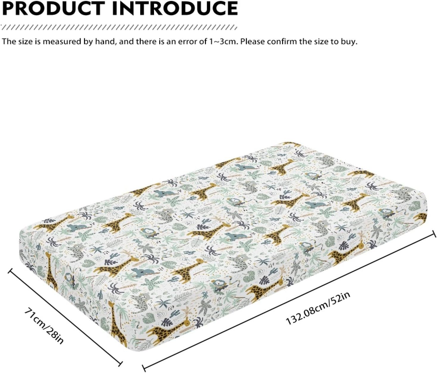 Giraffe Baby Crib Sheets for Boys Girls Animals Fitted Crib Sheet for Standard Crib and Toddler Mattress Green Leaves Baby Mattress Sheets Toddler Bed Sheet 52x28x8 in