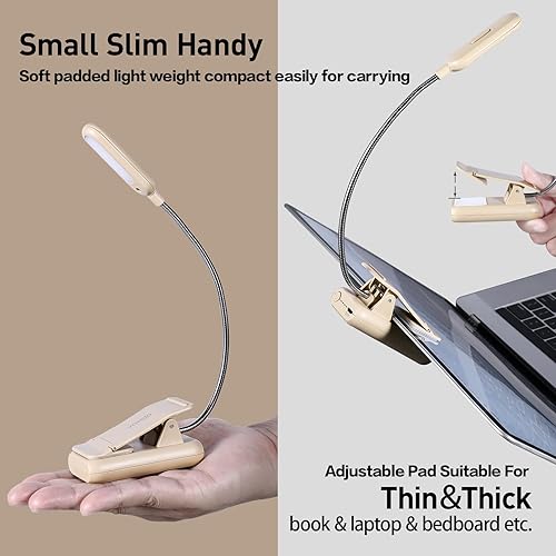 Miniatura 78 de VAVOFO Luz de lectura recargable con clip, 7 LED con 3 temperaturas de color, 9 niveles de brillo, luces de libro para leer en la cama con indicador
