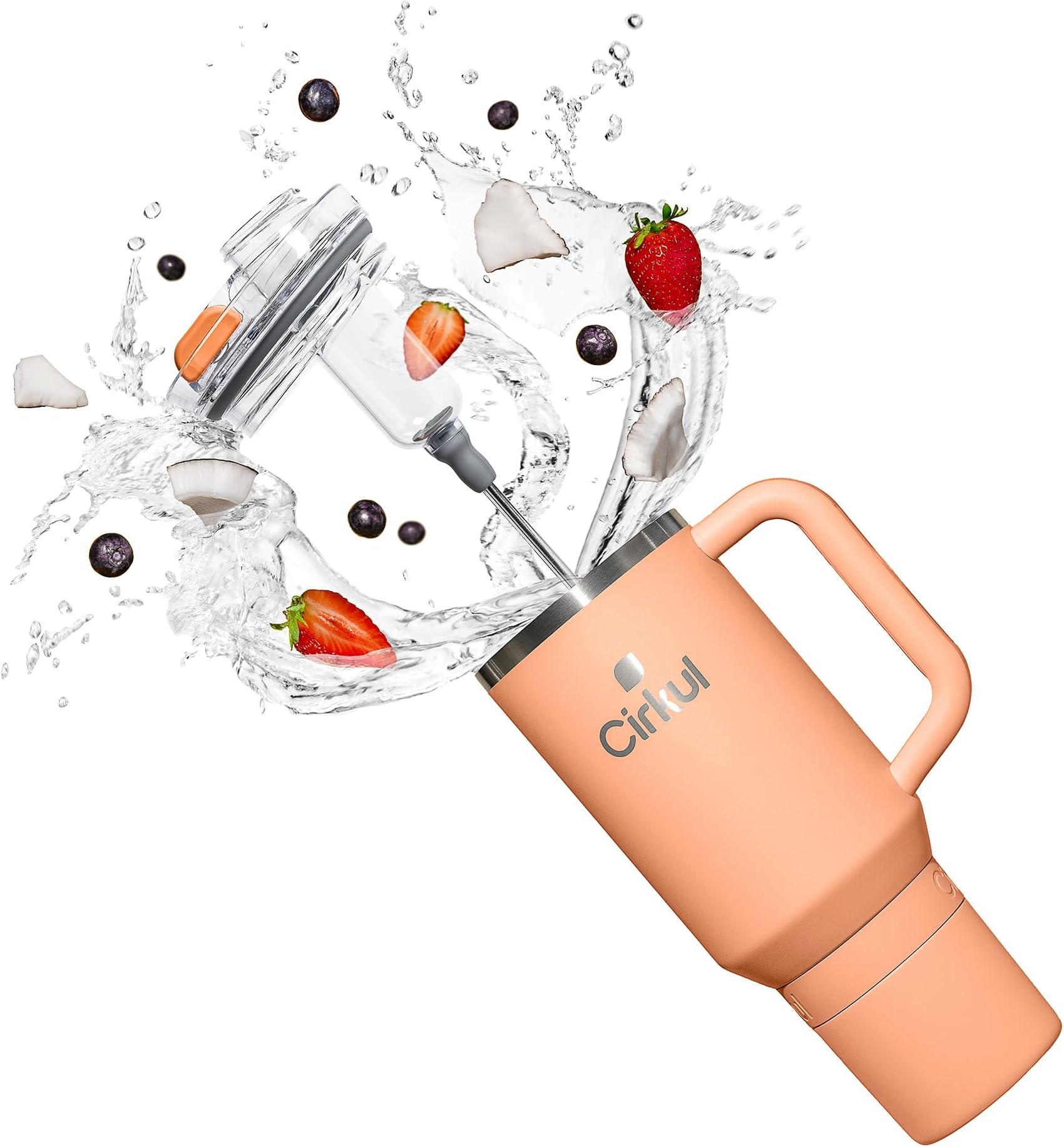 40oz. Apricot Stainless Steel Tumbler with Handle, All-Day StrawSip, Double-Wall Insulated