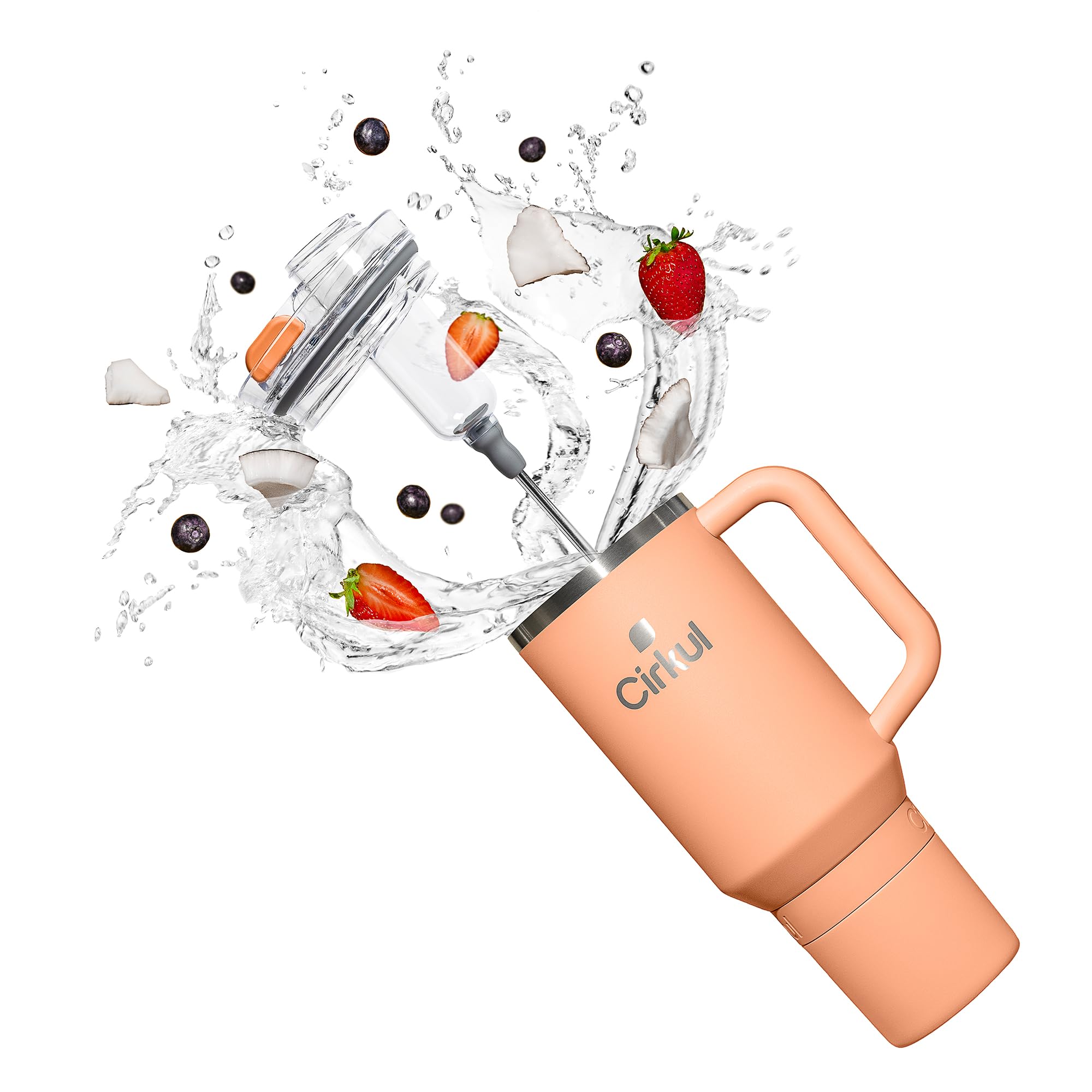 Cirkul 40oz. Apricot Stainless Steel Tumbler with Handle, All-Day StrawSip™, Double-Wall Insulated