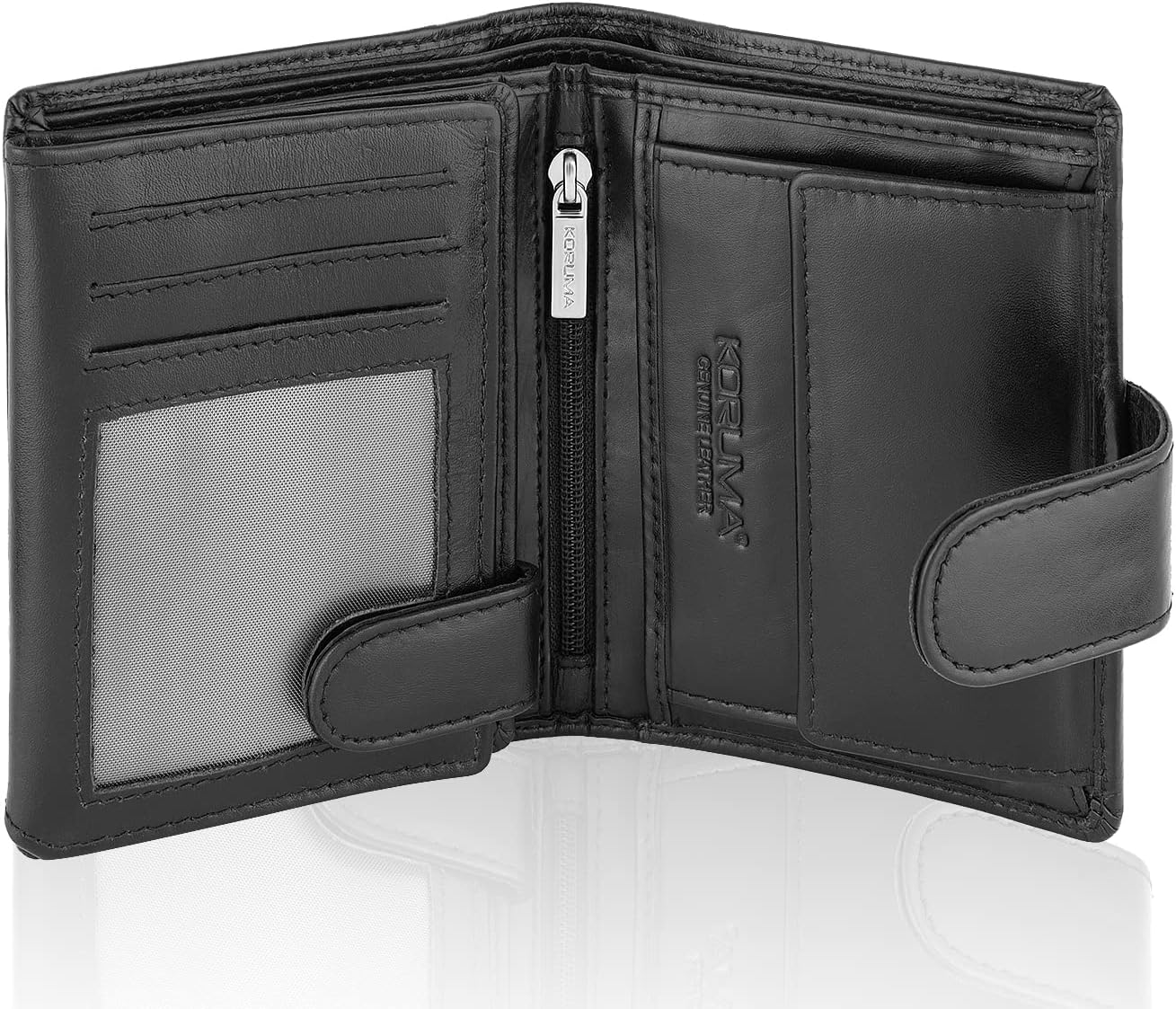 Quality RFID Blocking Leather Men Wallet with Coin Pocket (Black)
