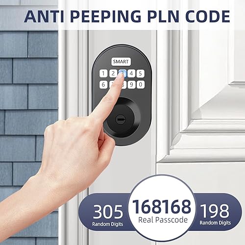 Miniatura 3 de MINIA Cerradura de teclado, bloqueo automático, contraseña antimirada, cerraduras inteligentes para puertas, cerradura de puerta de entrada sin