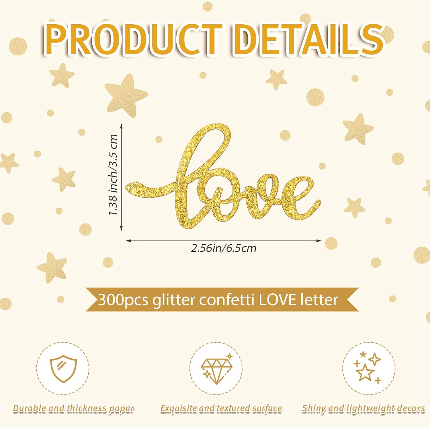 Sumind 100 Pieces Gold Wedding Table Confetti Love Glitter Confetti Engagement Party Table Paper Scatter Bridal Shower Decorations for Anniversary Bachelorette Party