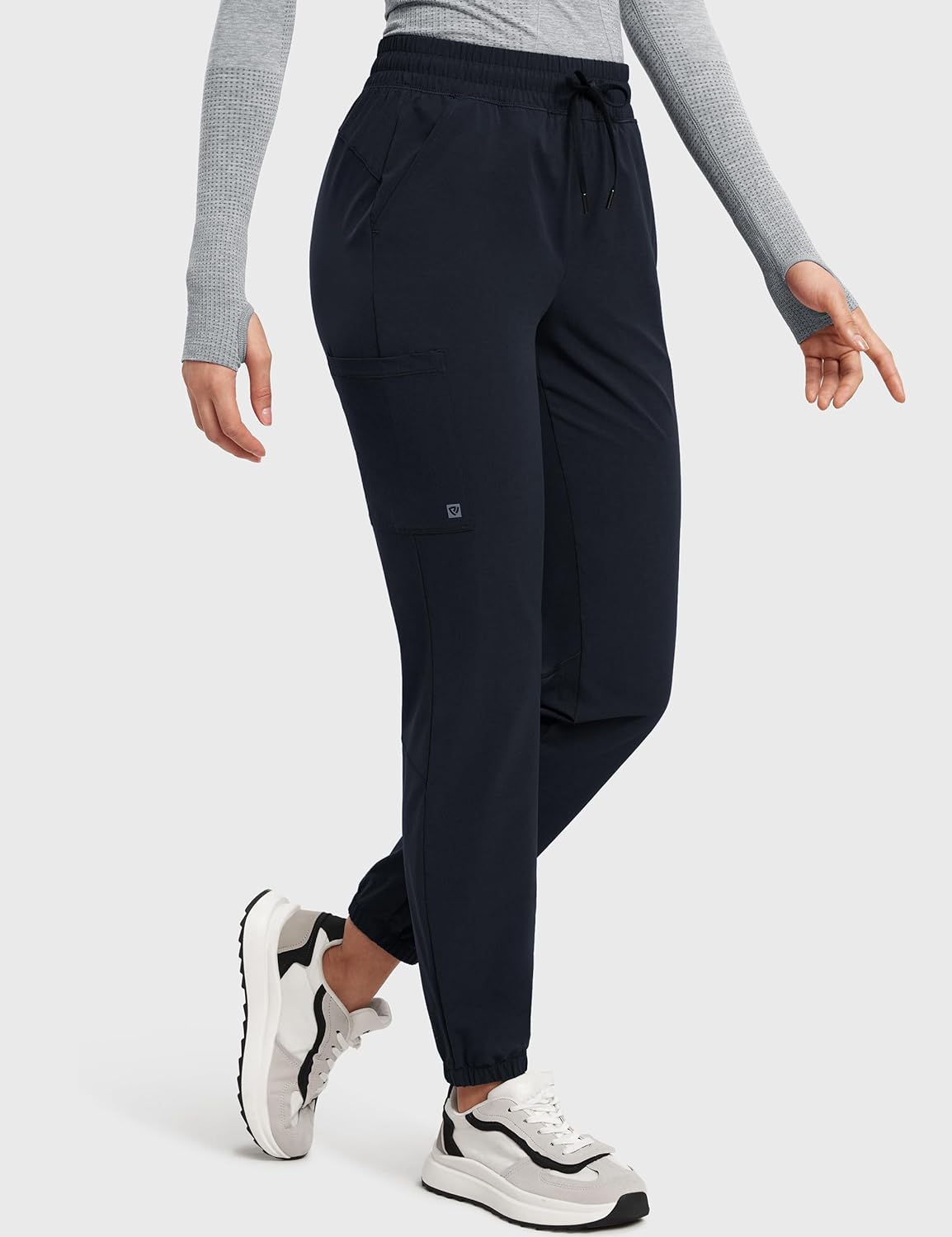 High Waisted Jogger Scrub Pants for Women with 5 Pockets Drawstring Medical Work Pants Breathable - Image 4