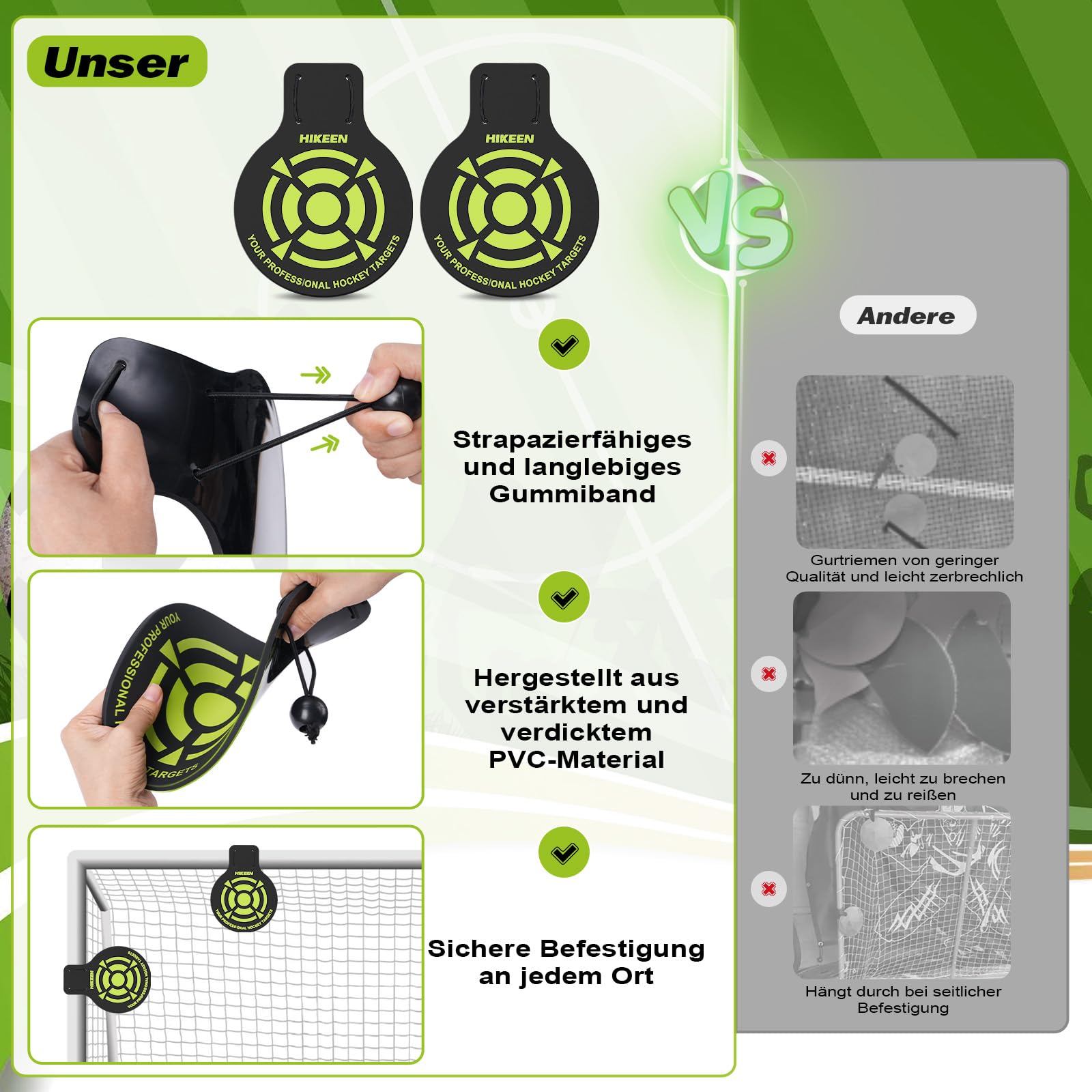 Hikeen Pacco da 4 Cesti da Tiro per Calcio, Bersaglio di Precisione Rimovibile da Appendere a Porta da Calcio, Rete o Porta Portatile, Bersaglio in PVC 5mm per Esercizi di Tiro
