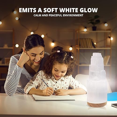 Miniatura 5 de Himalayan Glow WBM - Lámpara de cristal de selenita, lámpara morrocana, luz nocturna decorativa  7 pulgadas de alto