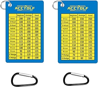 Golf Club Range Chart, Golf Range Chart, Golf Club Distance Card with Carabiner Clip for Golf Bag, Water Resistant Golf Yardage Card for Seasoned Golfers, Average or Beginners