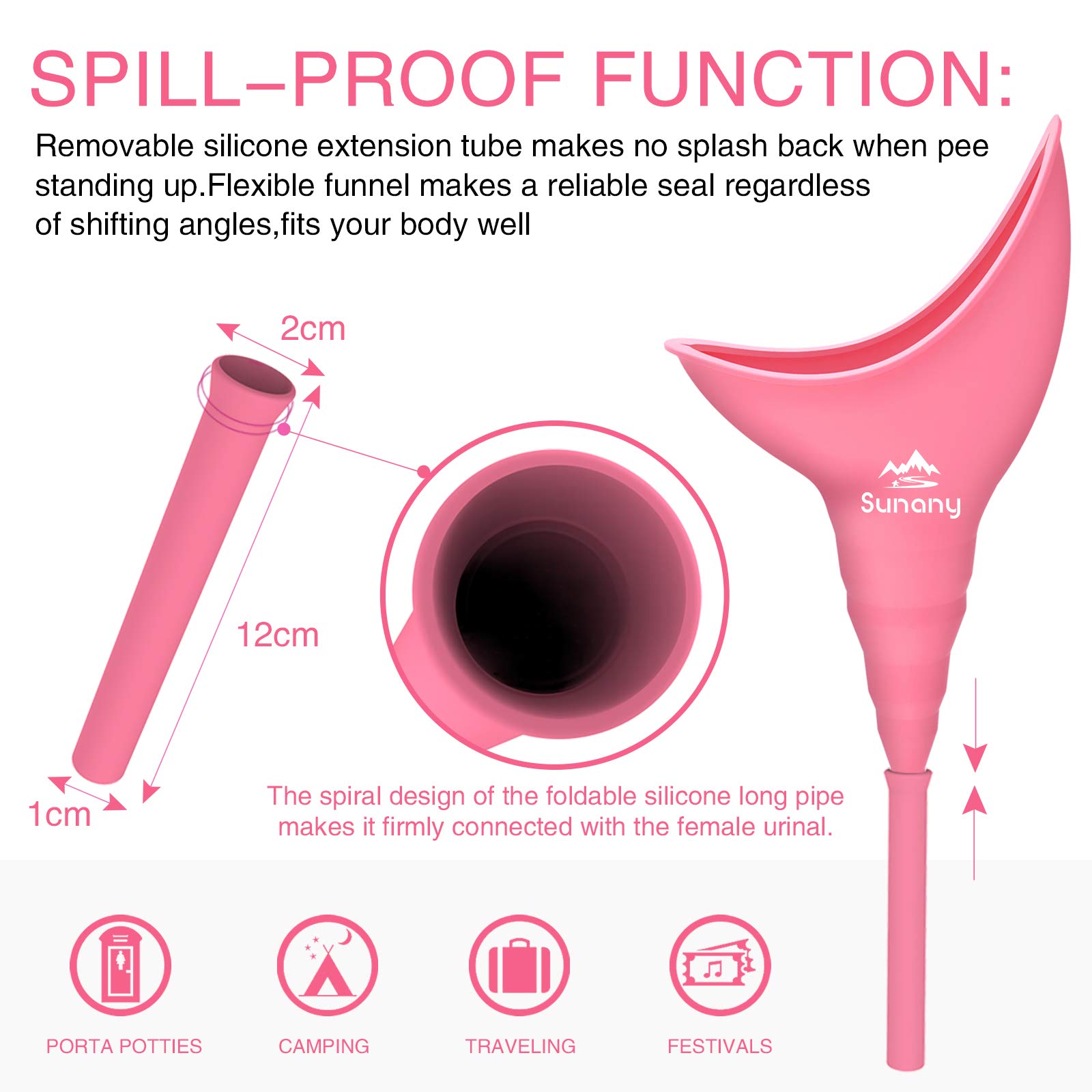 Female Urination Device,Reusable Silicone Female Urinal Foolproof Women