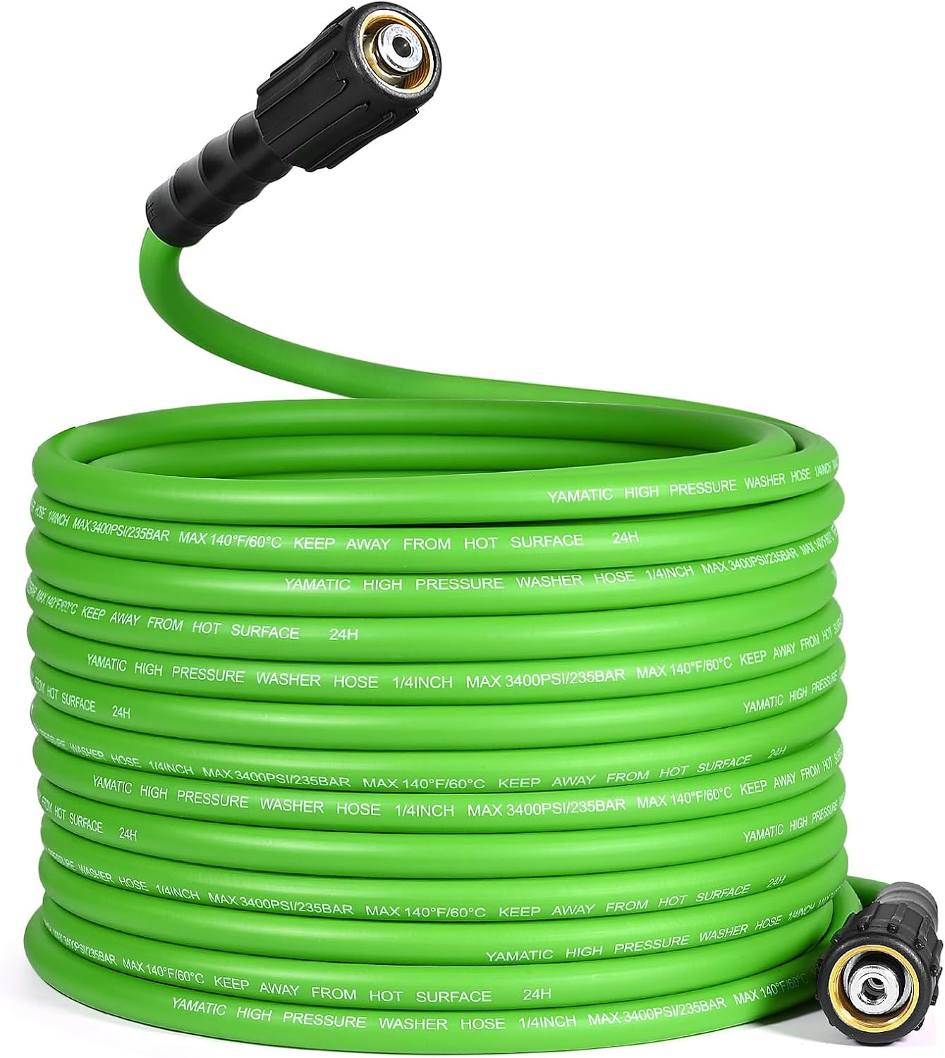 YAMATIC Flexible Pressure Washer Hose 75FT 1/4", 3200 PSI, M22-14mm Female Ends, Kink-Resistant Replacement for Gas/Electric Power Washer Troy-Bilt Ryobi Craftsman