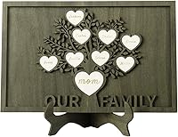 Vista 13 de Joyforisa Regalos para mamá y abuela, marco personalizado del árbol de la vida con corazones y nombres, marco de árbol familiar de madera