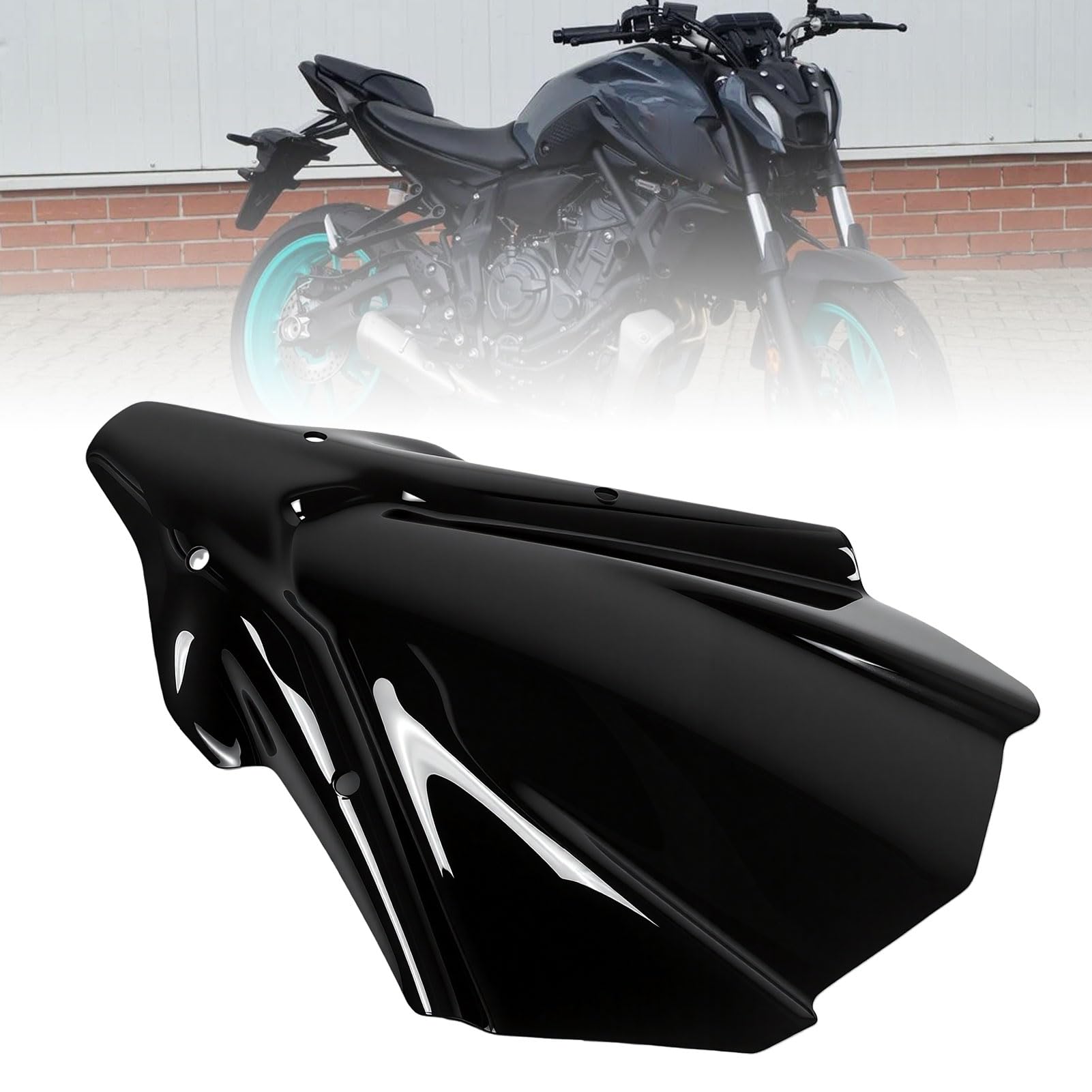 aqxreight Szyba Przednia Motocykla Owiewka Przeciwwiatrowa Czarny Ekran Turystyczny Konstrukcja z redukcją Szumów Przykręcana śruba Mocująca z ABS ze Stopu Aluminium dla MT-07 2021-2024