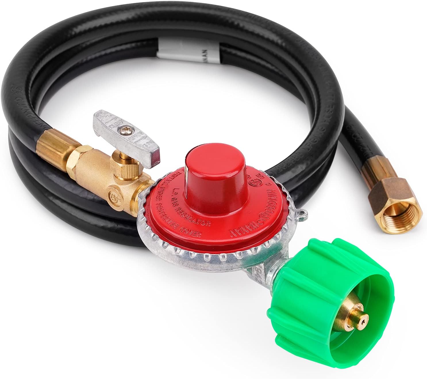 Stanbroil 48 Inch 10 PSI High Pressure Propane Adjustable Regulator Valve Hose Assembly - QCC1 x 3/8" Flare Swivel Fitting