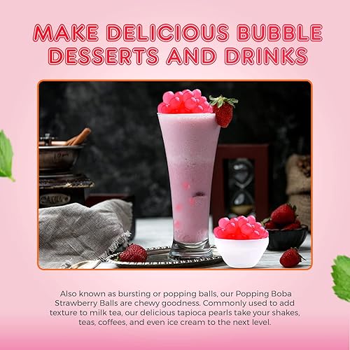 Miniatura 8 de Fanale Perlas Boba Popping para té de burbujas, 2 libras (1 libra x 2) | Lichi de fresa | Bursting Boba Pearls Bubble 15.87 oz X 2 | Sabor a jugo de