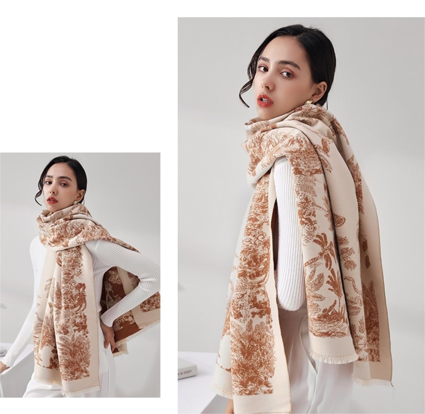 Bufanda Chal Fular Pañuelo Bufandas Bufandas De Primavera Y Otoño Para Mujer, Bufandas Suaves Y Ligeras, Chales Con Estampado De Plantas Manta fulares estolas