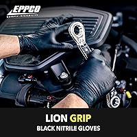 Vista 2 de EPPCO LionGrip 7-Mil Black Nitrile Gloves Disposable Powder Free, Latex Free Textured Superior Grip Glove