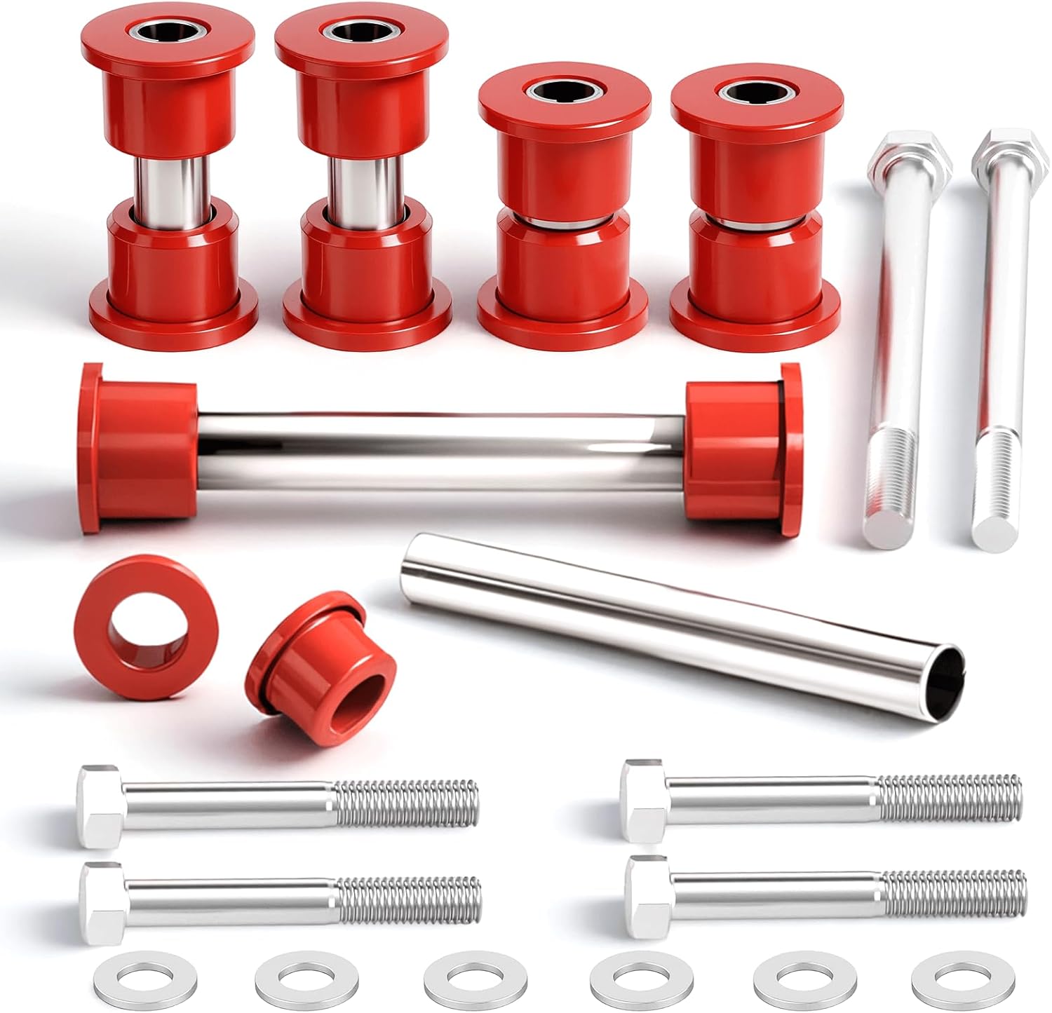 Club Car Precedent Front Bushing Kit With Screws, Golf Cart Front Lower Spring & Front Upper A Arm Polyurethane Bushings and Sleeves for 2004-Up Club Car Precedent, GolfCart Suspension Replace Parts