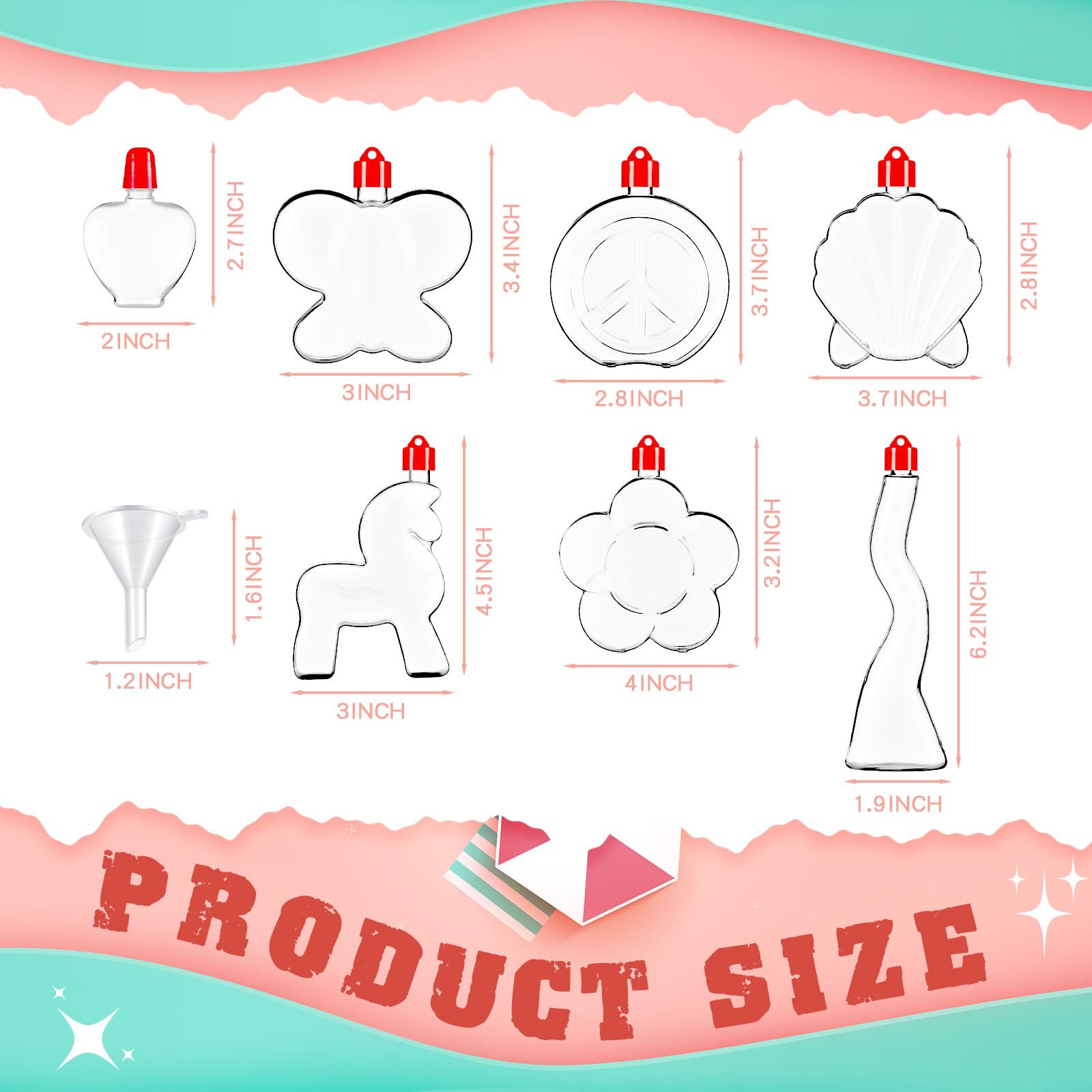 Zubebe 100 collane con bottiglie di sabbia artistiche, kit fai da te per feste estive, gruppo di attività fai da te, con mini imbuti in plastica trasparente, per compleanni, matrimoni, feste, sabbia