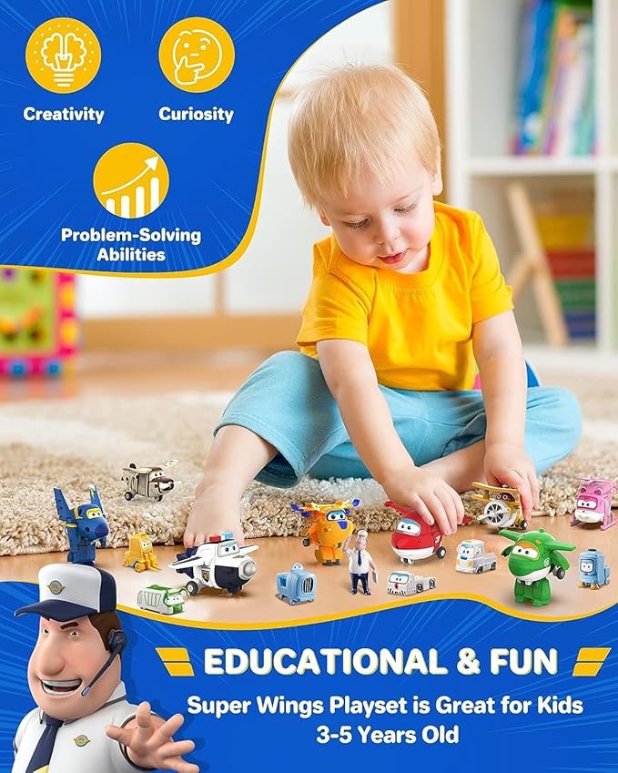 Super Wings Juguetes Transformables 2 Pulgadas 15 Pack Avión miniatura 5