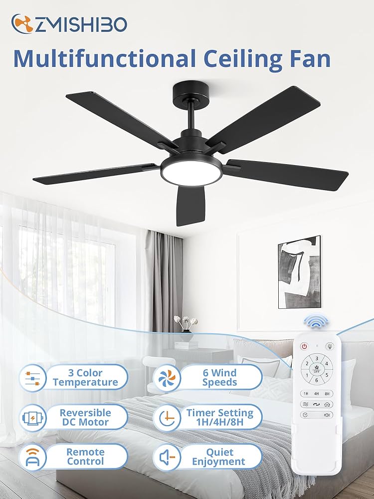 Amazon.com: ZMISHIBO Ceiling Fans with Lights and Remote, 52