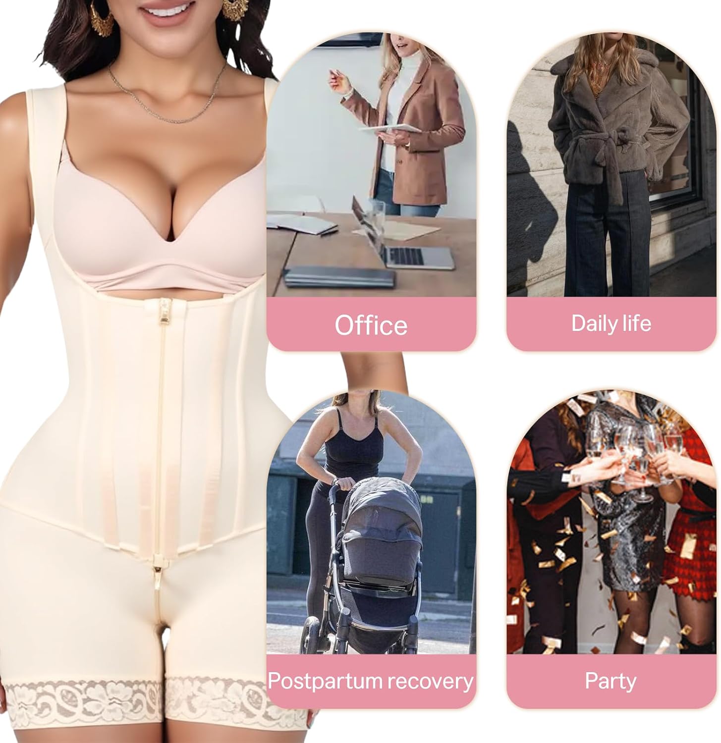 Fajas Colombianas Moldeadoras Tummy Control Shapewear for Women Body Shaper with Adjustable Shoulder Strap and Zipper - Image 7