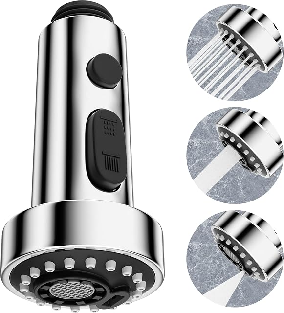 3 Function Kitchen Tap Spray Head Replacement Part,Pull Out Spray Head for Kitchen Faucet,Tap Faucet Attachment Spray,Chrome