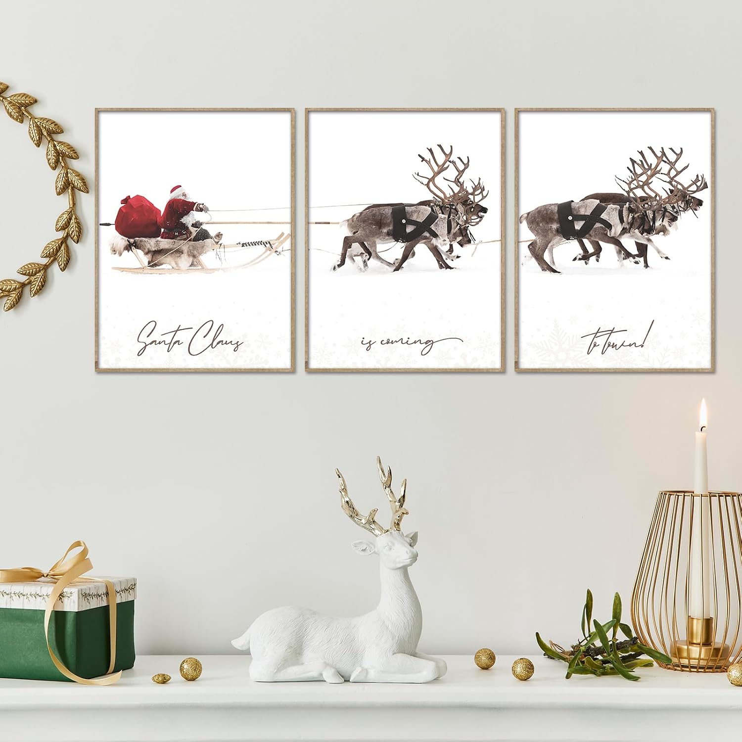 Amazon.com: Prinajssiad Vintage 3 Piece Christmas Canvas Wall Art ...